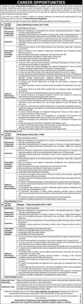 Opportunities at National Bank of Pakistan